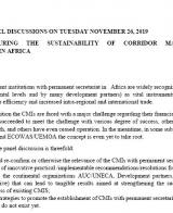 Brief for Session on Ensuring the Sustainability of Corridors Management Institutions