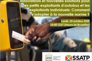 3ème webinaire de l'UITP et du SSATP : Innovations et nouvelles solutions pour les petits exploitants d'autobus et les exploitants individuels - Comment s'adapter à la nouvelle norme ?