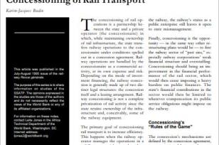 Concessioning of Rail Transport -- A New Approach to Restructuring Railways in Sub-Saharan Africa