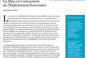 La Mise en Concession de l'Exploitation Ferroviaire : Une Nouvelle Approche de la Restructuration des Chemins de Fer en Afrique Sub-Saharienne
