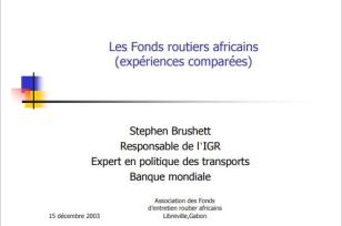 Les Fonds Routiers Africains : Expériences Comparées