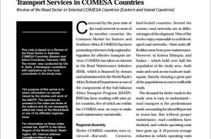 Promoting Policy Reforms for Effective Transport Services in COMESA Countries 