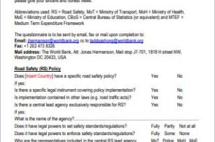 SSATP Road Safety Questionnaire 