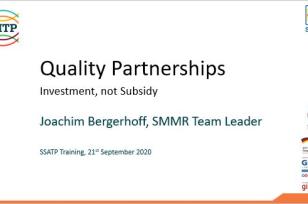 2nd UITP & SSATP Informal Transport Webinar: Presentation on Quality Partnerships - Investment, Not Subsidy