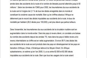 Termes de référence - Questionnaire 2005 du SSATP sur la sécurité routière