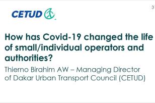 First UITP & SSATP  Webinar on COVID-19 and Informal Transport: The Case of Senegal