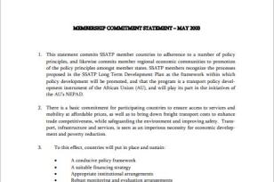 SSATP Membership Commitment Statement - May 2003