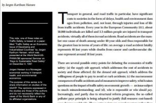 The Economics of Traffic Safety