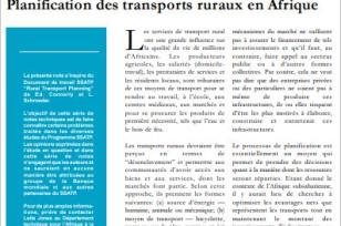 Planification des transports ruraux en Afrique