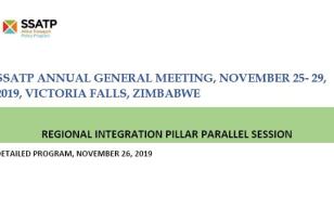 Agenda for Regional Integration Pillar - Parallel Session at SSATP 2019 Annual General Meeting