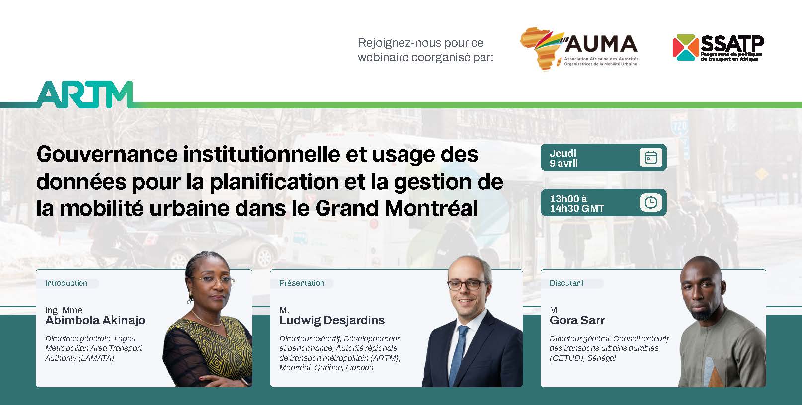 WEBINAIRE: Gouvernance et données pour la mobilité urbaine - leçons du Grand Montréal