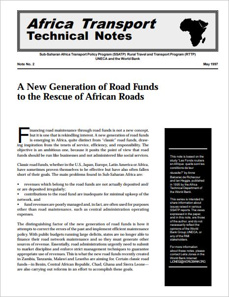 A New Generation of Road Funds to the Rescue of African Roads