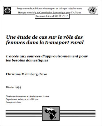 Une étude de cas sur le rôle des femmes dans le transport rural : Accès aux sources d’approvisonnement pour les besoins domestiques