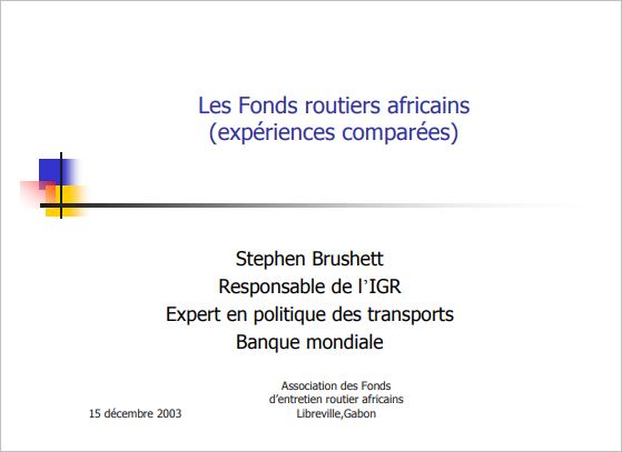 Les Fonds Routiers Africains : Expériences Comparées
