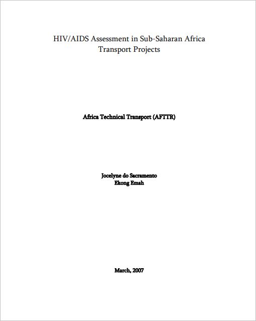 HIV/AIDS Assessment in Sub-Saharan Africa Transport Projects