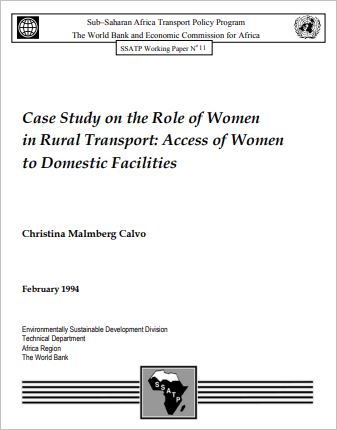 Case Study on the Role of Women in Rural Transport: Access of Women to Domestic Facilities