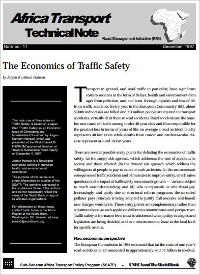 The Economics of Traffic Safety